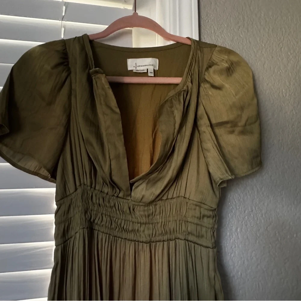 SUMMER COLLECTION ANTHROPOLOGIE Olive Green Maxi Dress Somerset collection - Picture 5 of 14